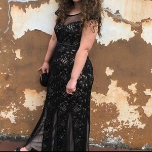 Black lace prom dress